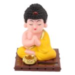 Buddha Figurine Solar Nodding Bright Colors Durable Lifelike Buddha Statue for Home Car Office Buddha Figurine