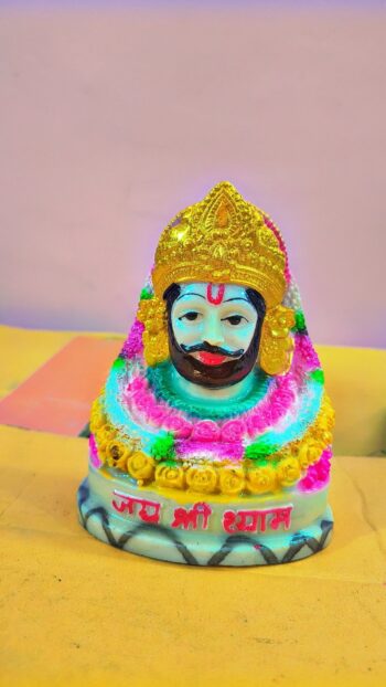 Marble Dust Khatu Shyam Ji Murti | Shyam Baba Murti (Handpainted, Resin, Size: 6 inch)