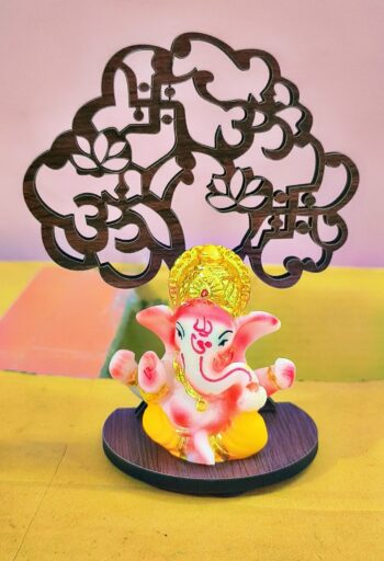 Hand Crafted Lord Ganesha with Wooden Tree Decorative Showpiece - 13 cm (Wood, Polyresin, Multicolor)